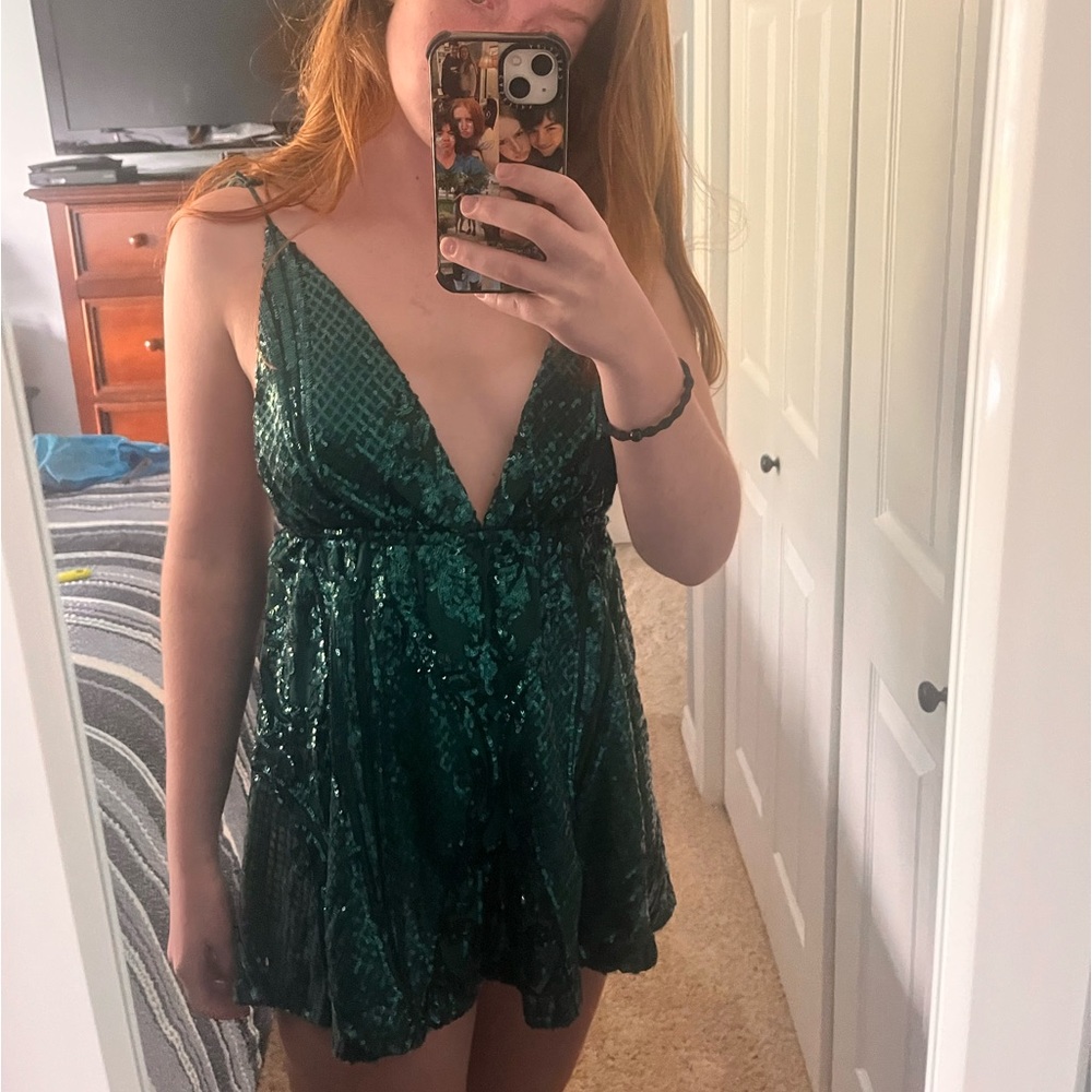Green Sparkly Mini Dress